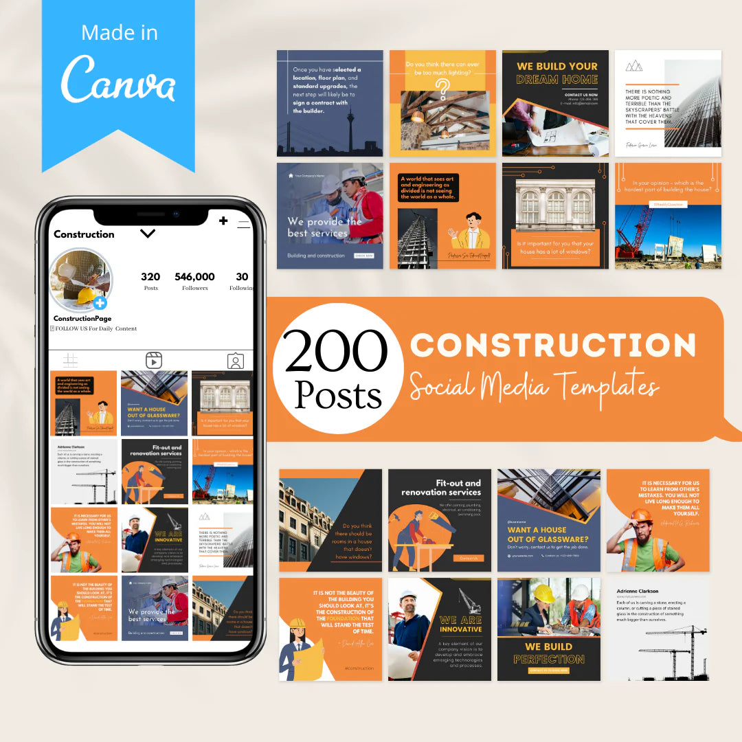 200 Construction Posts - Social Media Templates