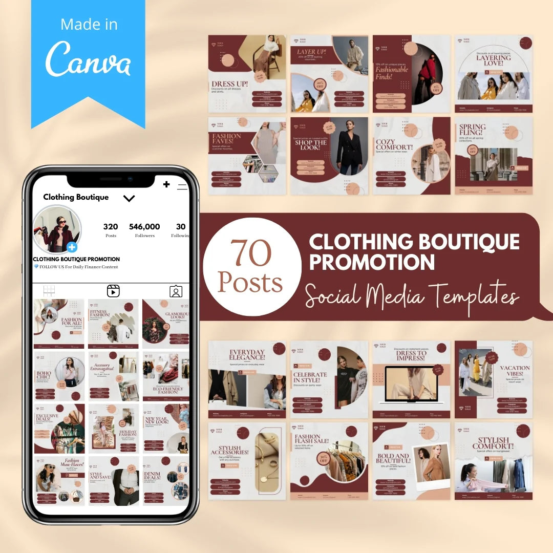 70 Clothing Boutique Promotion Canva Template