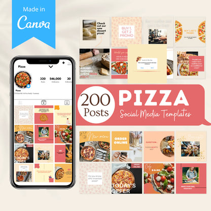 200 Pizza Posts - Social Media Templates