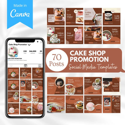 70 Cake Shop Promotion Canva Templates