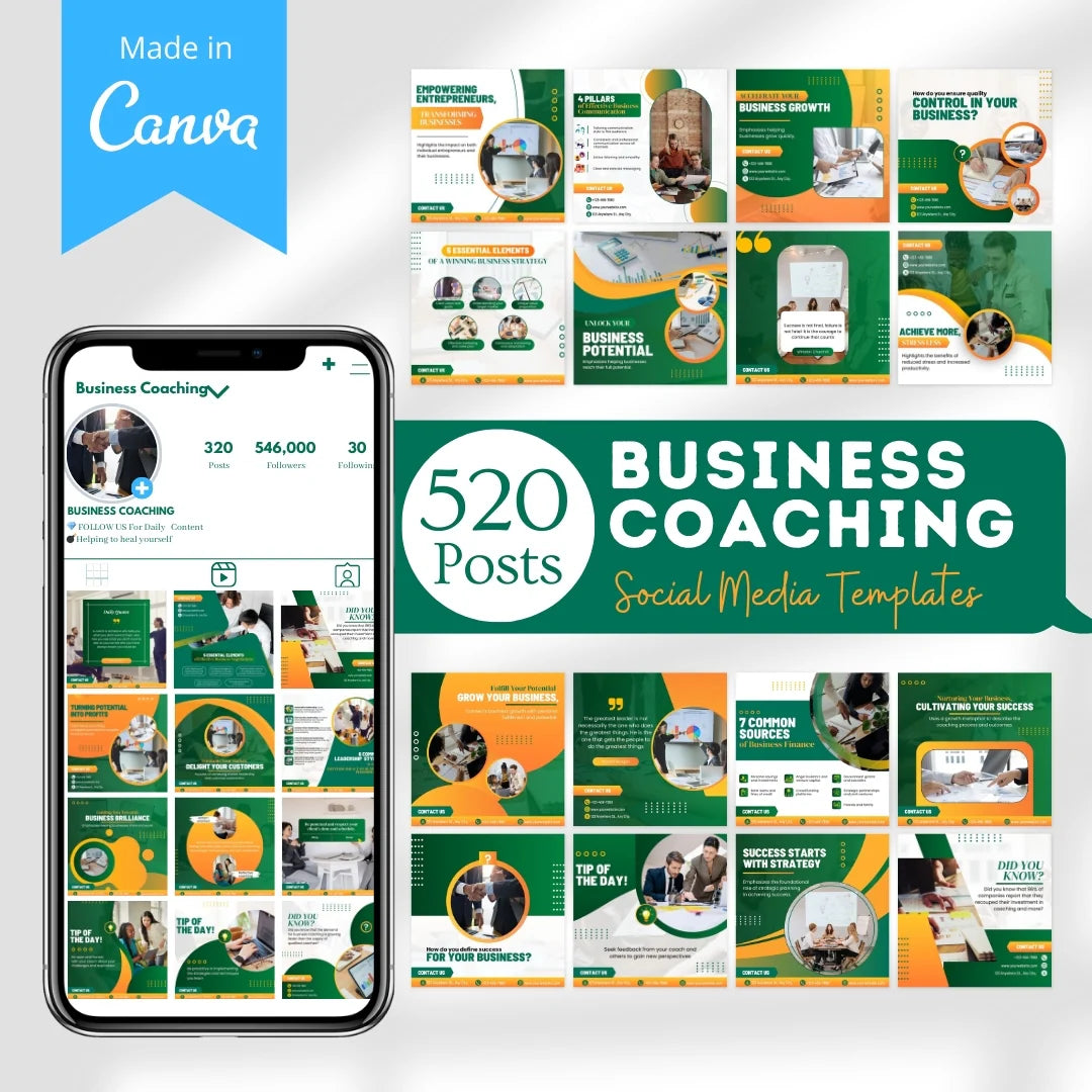 520 Business Coaching Posts - Social Media Templates