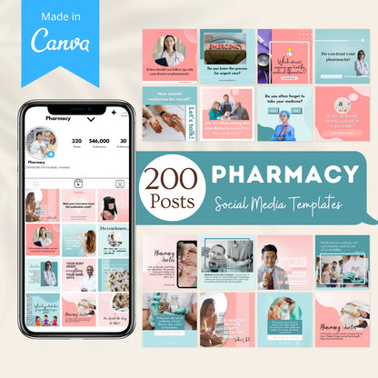 200 Pharmacy Posts - Social Media Templates