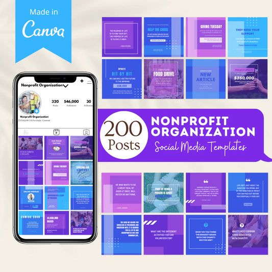 200 Nonprofit Organization Posts - Social Media Templates