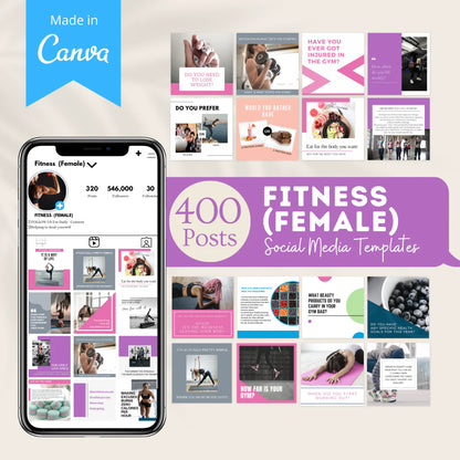 400 Fitness (Female) Posts - Social Media Templates