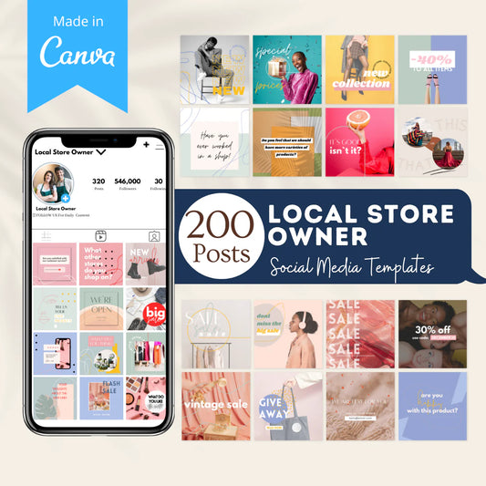 200 Local Store Owner Posts - Social Media Templates