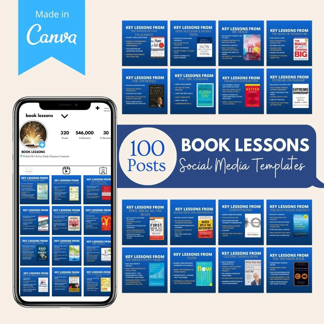 100 Books Key Lessons - Social Media Templates