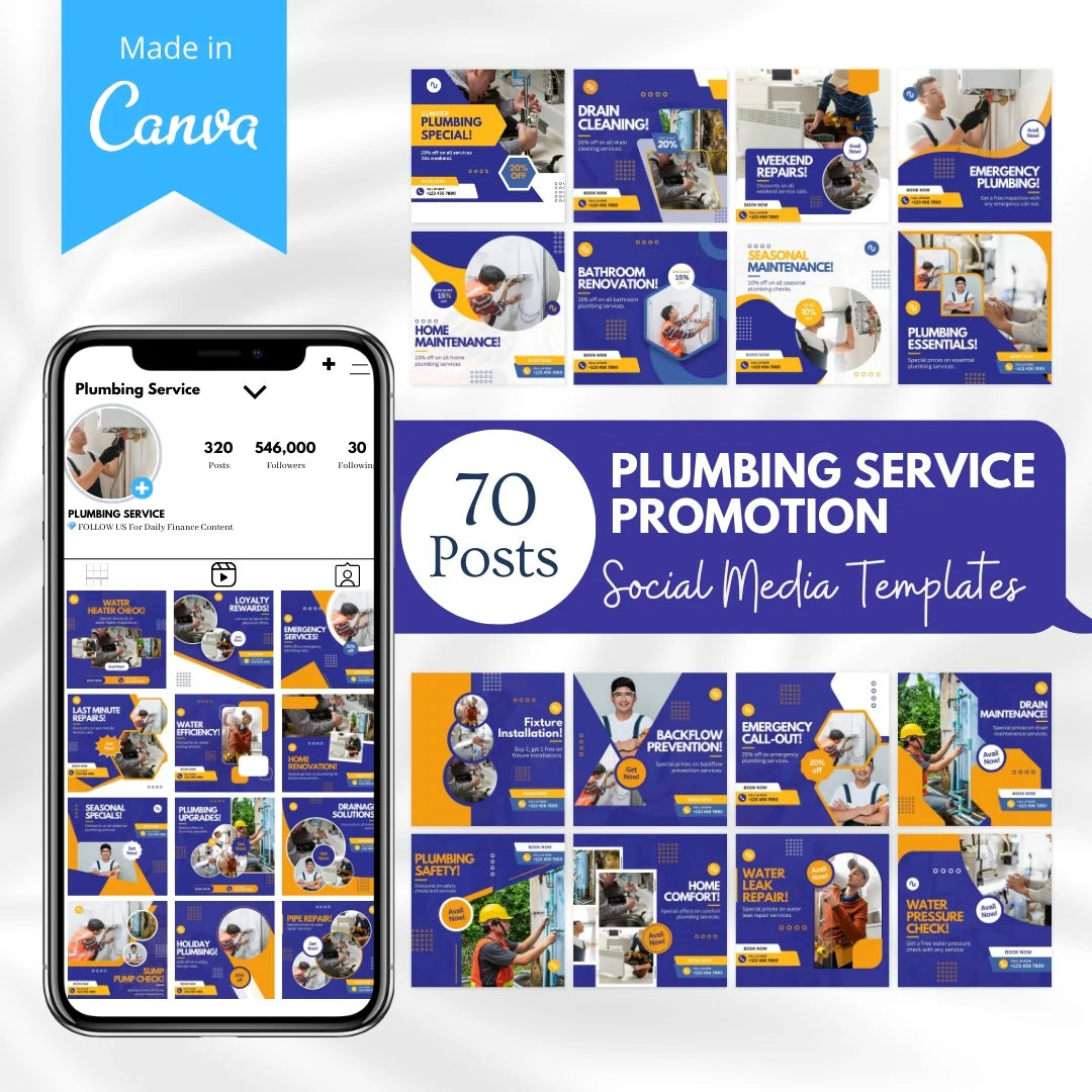 70 Plumbing Service Promotion Canva Templates