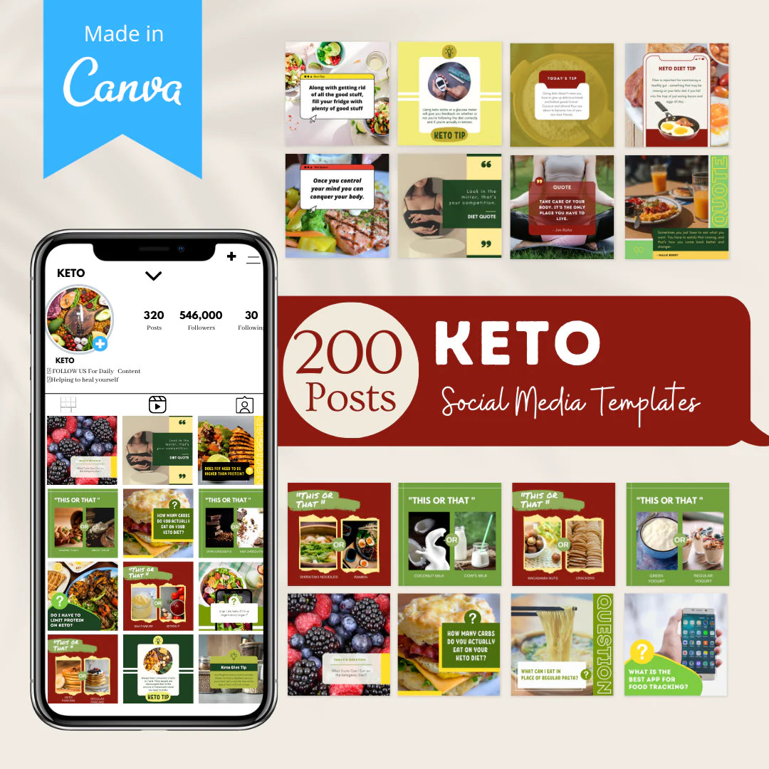 200 Keto Posts - Social Media Templates