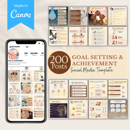 200 Goal Setting & Achievement Posts - Social Media Templates