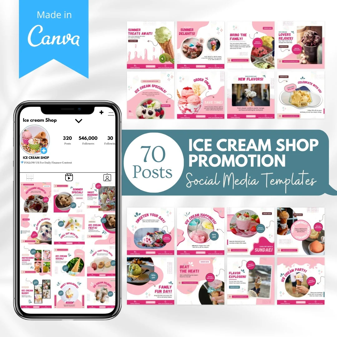 70 Ice Cream Shop Promotion Canva Templates