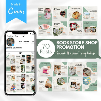 70 Bookstore Promotion Canva Templates