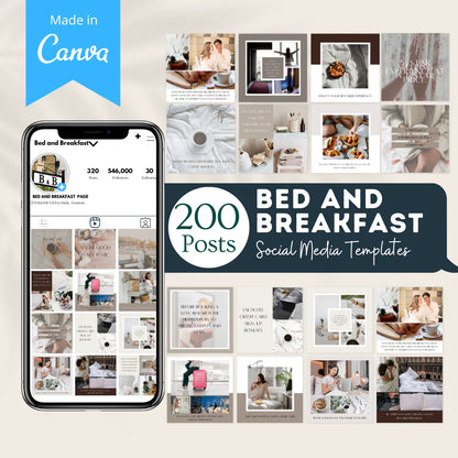 200 Bed and Breakfast Posts - Social Media Canva Templates