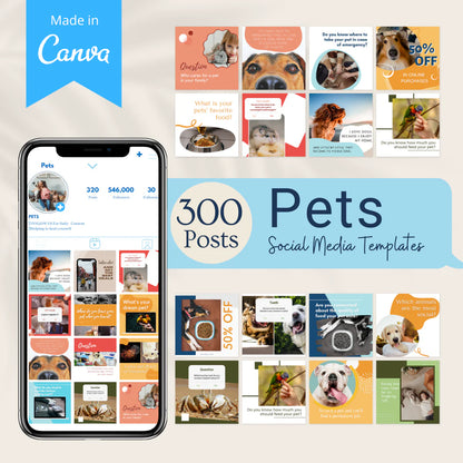 300 Pets Posts - Social Media Templates