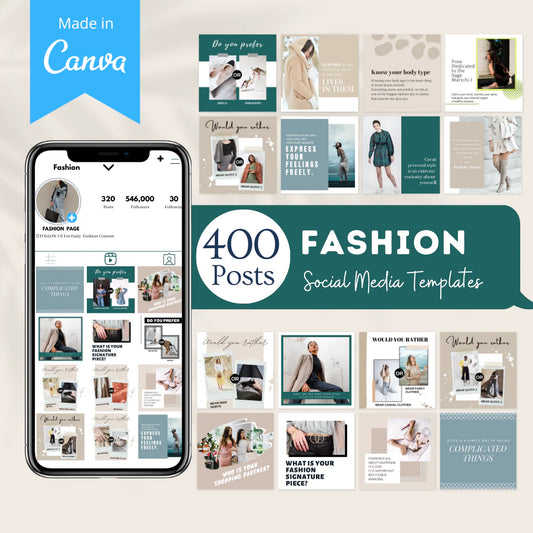 400 Fashion Posts - Social Media Canva Templates