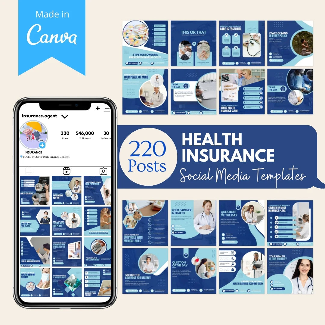 220 Health Insurance Canva Templates