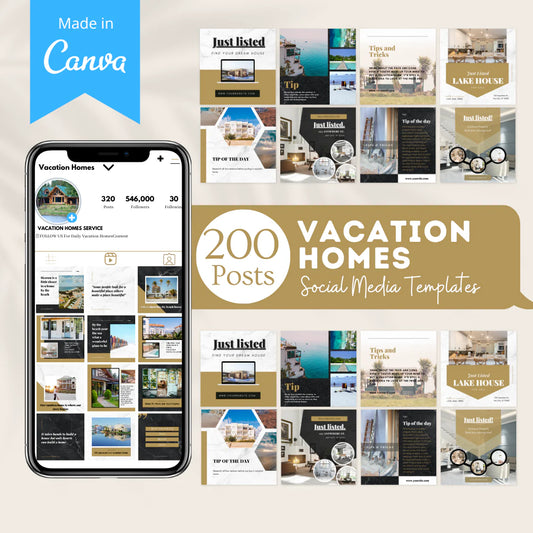 200 Vacation Homes Posts - Social Media Templates