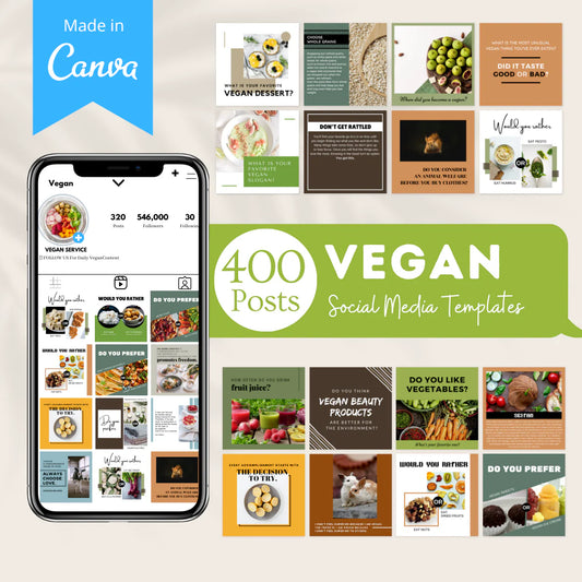 400 Vegan Posts - Social Media Templates