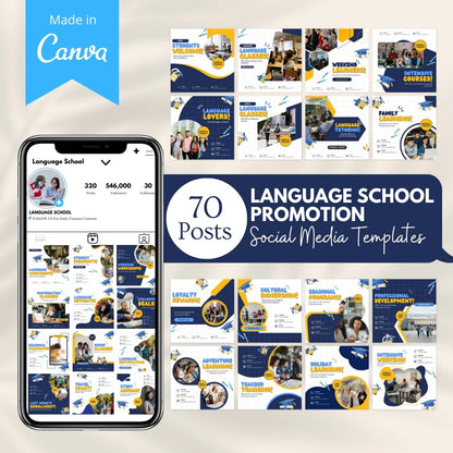 70 Language School Promotion Canva Templates