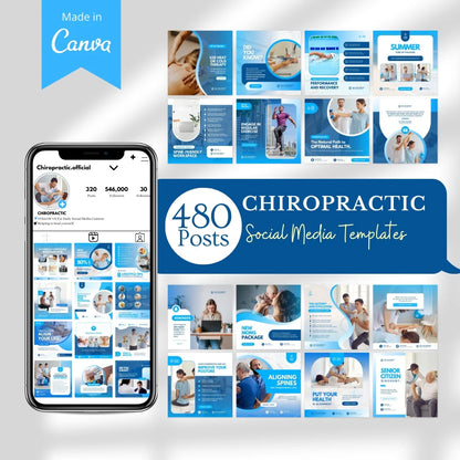 480 Chiropractic Posts - Social Media Canva Templates