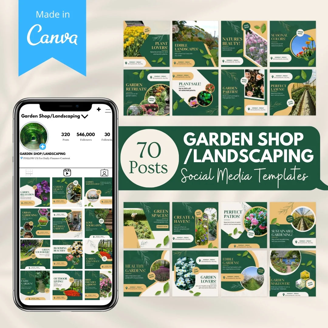 70 Garden Shop/Landscaping Promotion Canva Templates