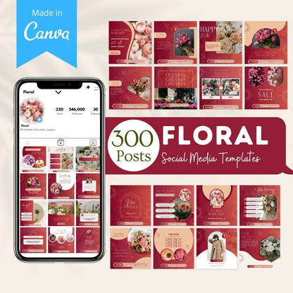 300 Floral Posts - Social Media Canva Templates