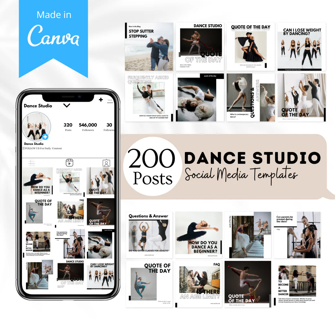 200 Dance Studio Posts - Social Media Templates