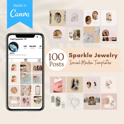 100 Sparkle Jewelry Posts - Canva Templates