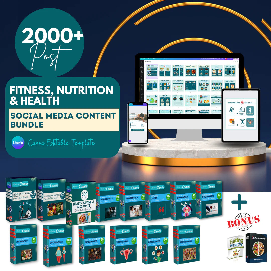 2000+ Fitness, Nutrition & Health Bundle - Social Media Templates