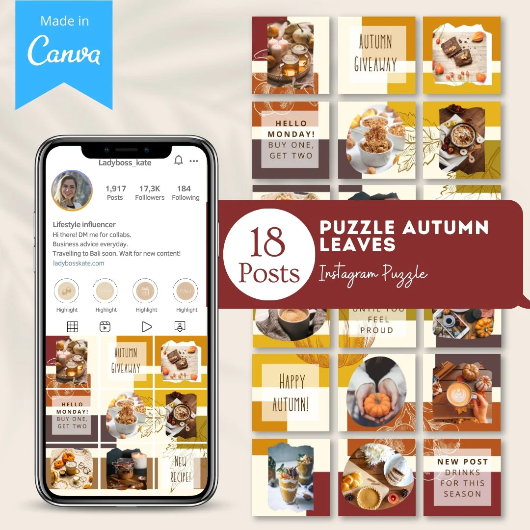 Puzzle Autumn Leaves - Canva Templates