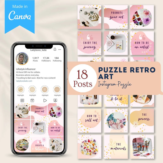 Puzzle Retro Art - Canva Templates