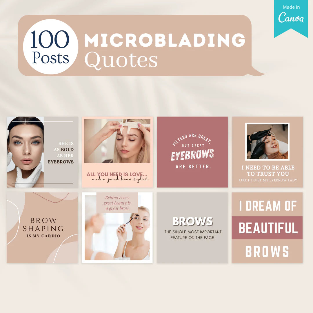 300 Microblading Posts - Social Media Canva Templates