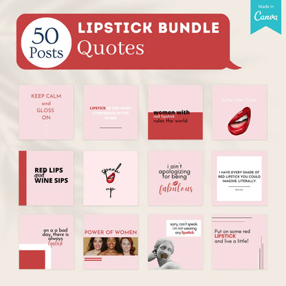 200 Lipstick Bundle Posts - Social Media Canva Templates