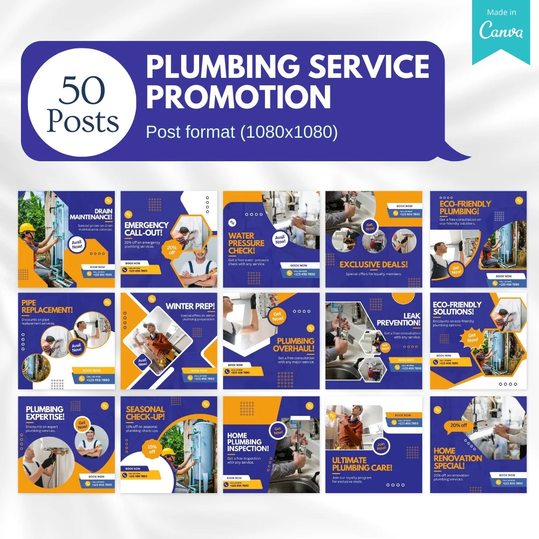 70 Plumbing Service Promotion Canva Templates