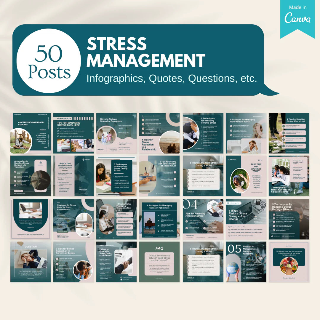 50 Stress Management - Social Media Templates