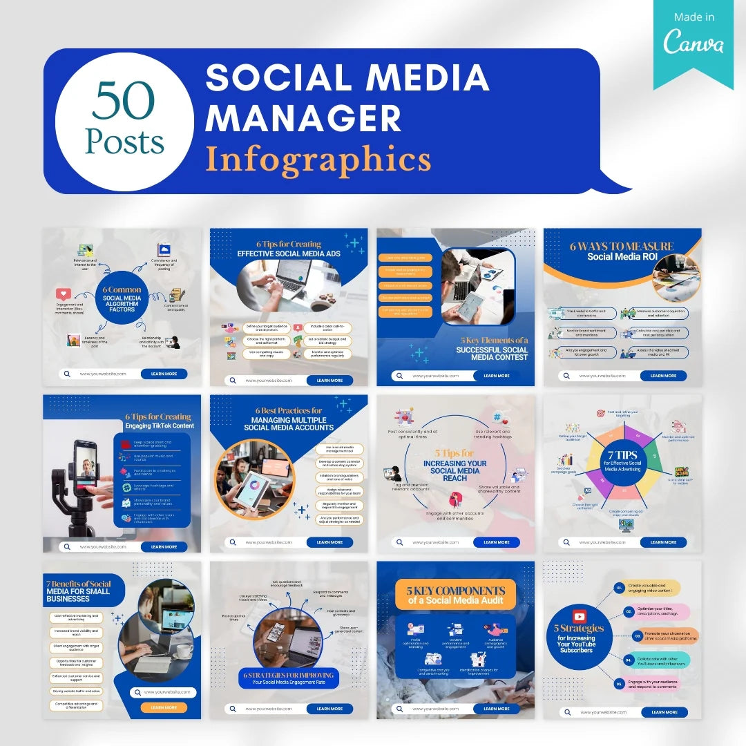 500 Social Media Manager Posts - Canva Templates