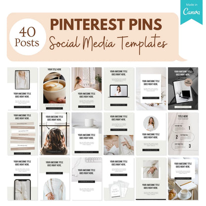 40 Pinterest Pins Canva Template Bundle