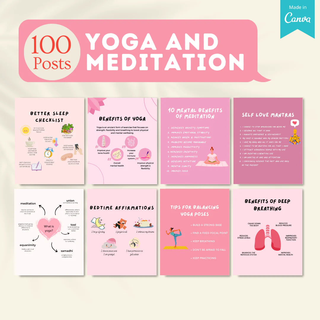 300 Yoga Infographics - Social Media Templates