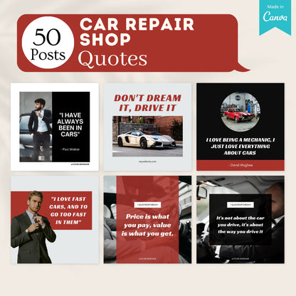 200 Car Repair Shop Posts - Social Media Templates