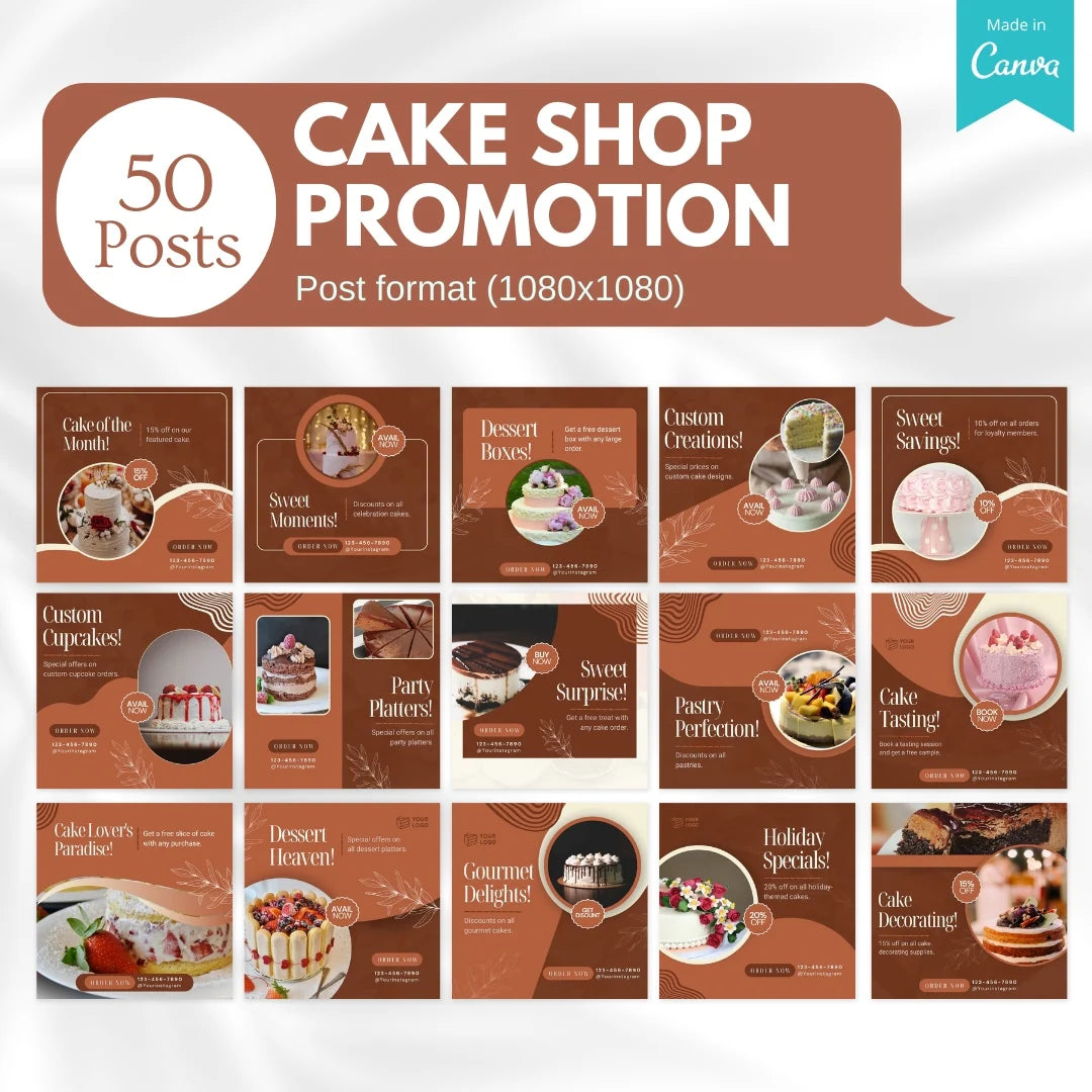 70 Cake Shop Promotion Canva Templates