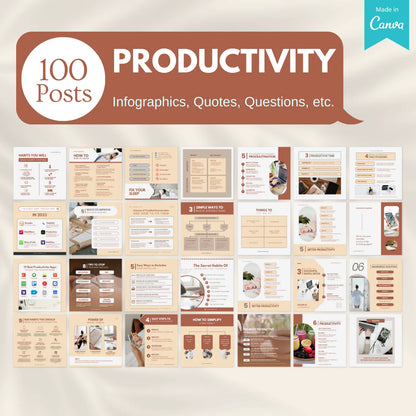 100 Productivity Posts - Social Media Templates