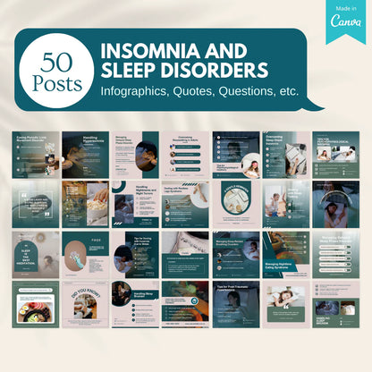 50 Insomnia and sleep disorders Posts - Social Media Templates