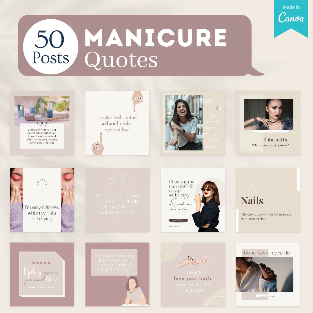 200 Manicure Posts - Social Media Canva Templates