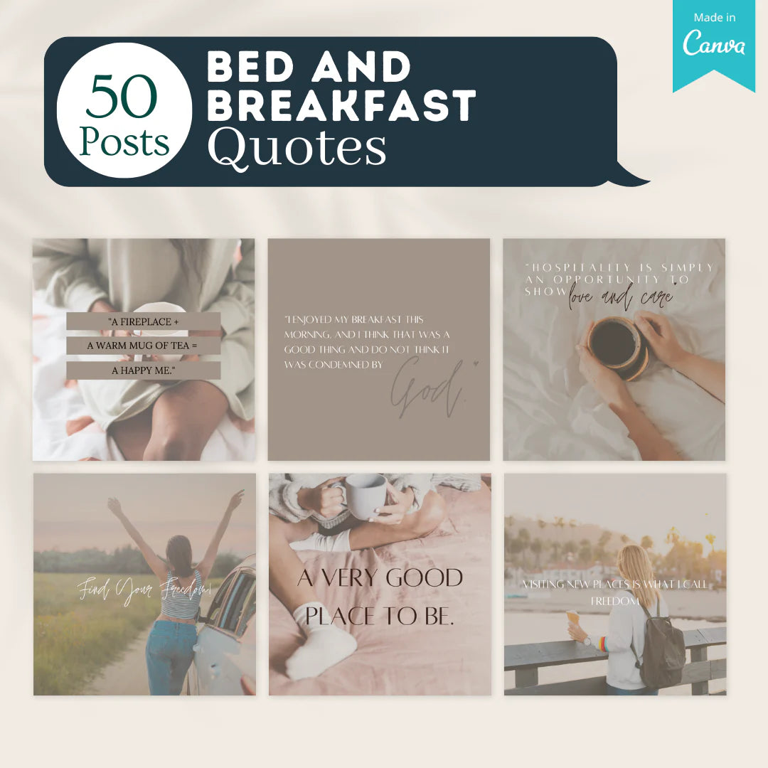 200 Bed and Breakfast Posts - Social Media Canva Templates