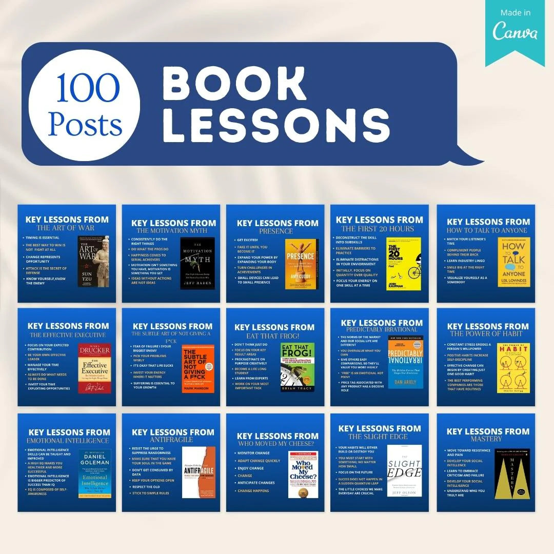 100 Books Key Lessons - Social Media Templates