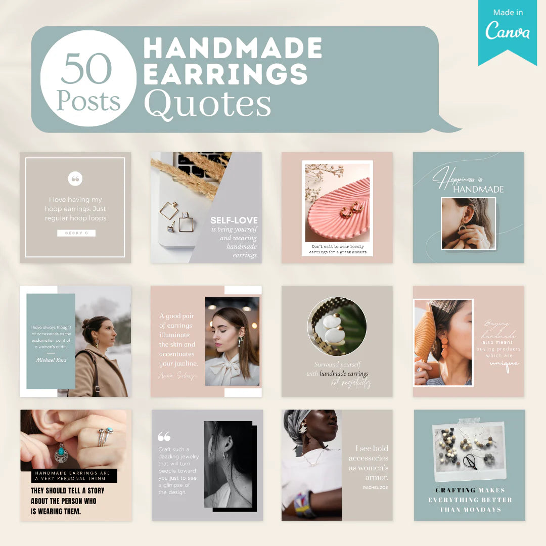 200 Handmade Earrings Posts - Social Media Templates