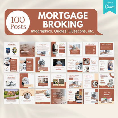 100 Mortgage Broking -Social Media Canva Templates