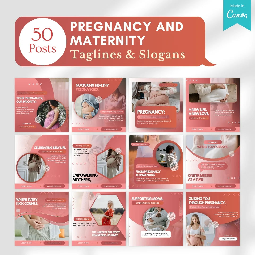 500 Pregnancy and Maternity Posts - Canva Editable Templates