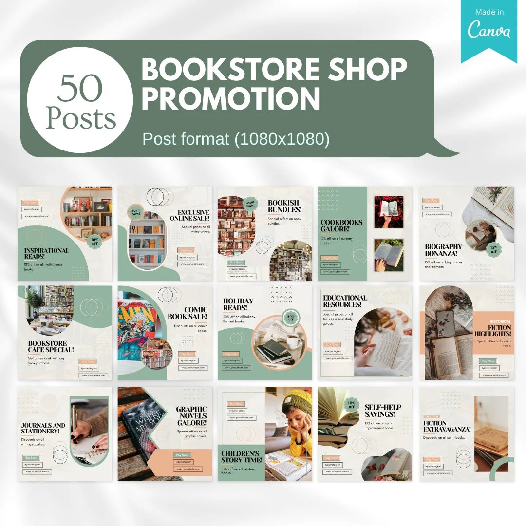 70 Bookstore Promotion Canva Templates