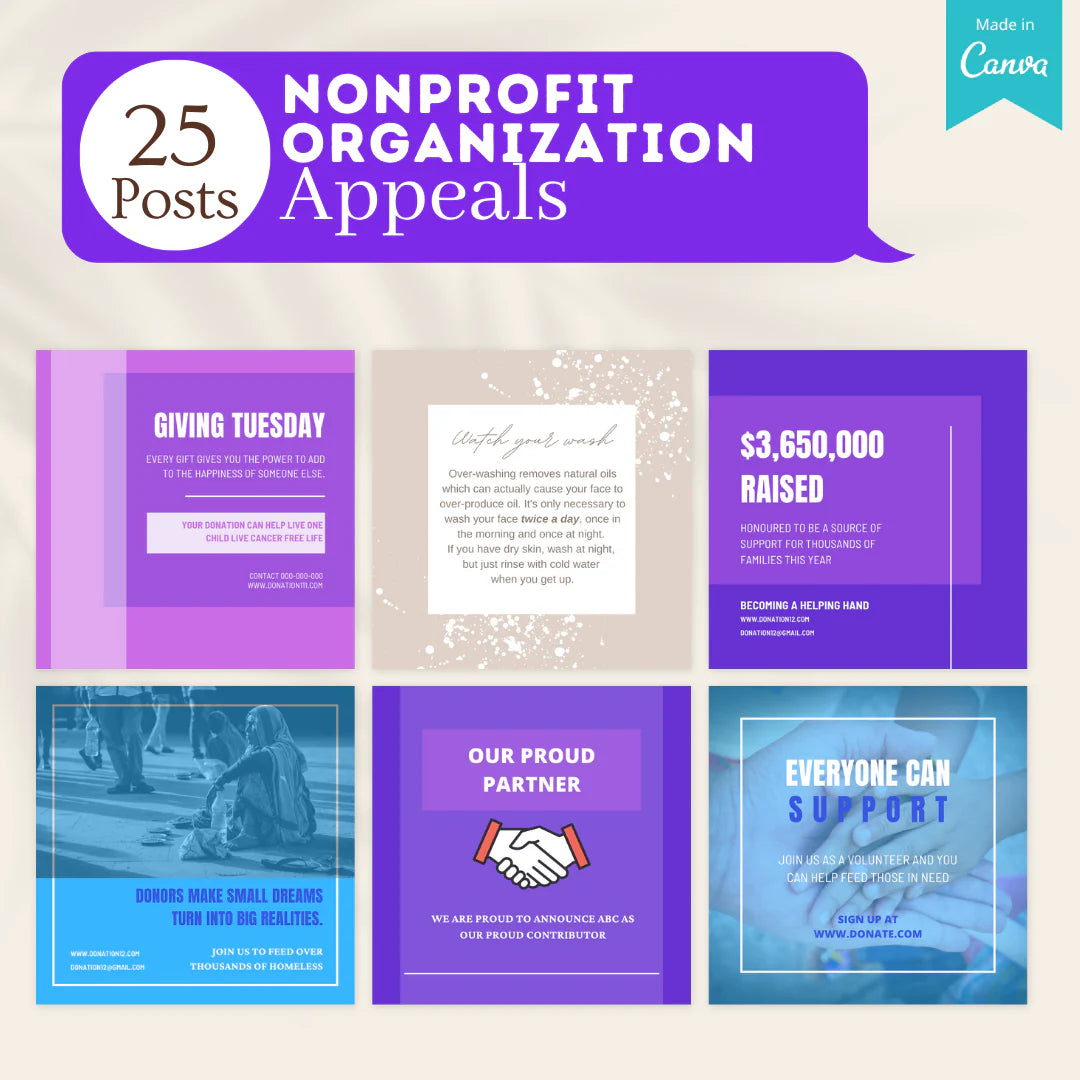 200 Nonprofit Organization Posts - Social Media Templates