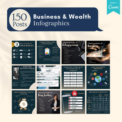 250 Business & Wealth Posts - Social Media Templates